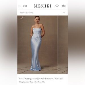HARLOW Meshki dress Satin Strapless Maxi Dress - Cornflower Blue